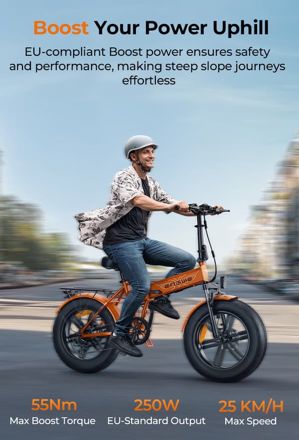 Engwe EP-2 Boost hopfällbar elcykel för vuxna, 250W motor, 48V 13AH batteri, 20''*4'' cykel med tjocka däck