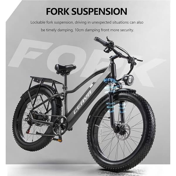 CEAYA Elcykel, mountainbike 26 tum, elcykel 48 V 20 Ah, skoter med 10 års garanti och LCD-skärm
