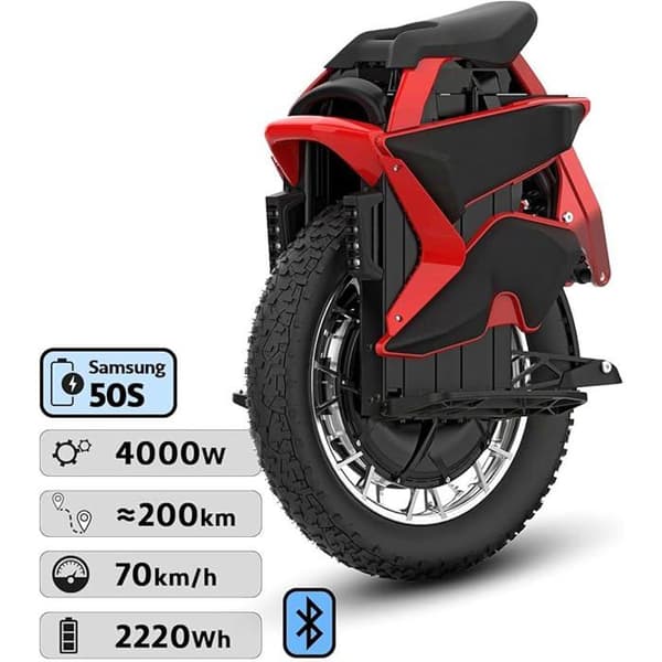 KINGSONG Elektrisk Monocykel S22 Pro + 2220 Wh, motor 4000 W, räckvidd upp till 200 km, hastighet begränsad till 25 km/h, däck 20"