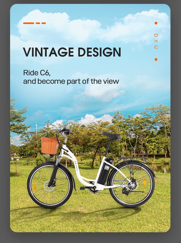 DYU C6 Urban elcykel - 26" hjul 36v 12.5Ah batteri upp till 70 km max räckvidd stadselcykel