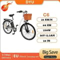 Miniatyrbild 1 av 11: DYU C6 Urban elcykel - 26" hjul 36v 12.5Ah batteri upp till 70 km max räckvidd stadselcykel
