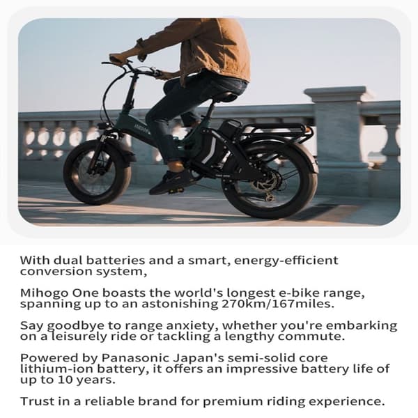 MIHOGO One hopfällbar elcykel, 750W motor, 45 km/h, 28,8 Ah batteri, 7 hastigheter, momentsensor