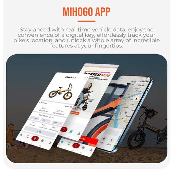 MIHOGO One hopfällbar elcykel, 750W motor, 45 km/h, 28,8 Ah batteri, 7 hastigheter, momentsensor