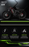 Miniatyrbillede 4 af 11: DUOTTS S26 elektrisk cykel mountainbike med 750W * 2 dobbelte motorer, 20AH Samsung batteri giver rækkevidde 60-120 km elektrisk cykel