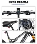 Miniatyrbild 10 av 11: Hedatx TX19 elcykel, 1000W motor, 19,2AH batteri, hydraulisk broms, heldämpad elcykel