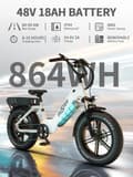 Miniatyrbild 5 av 11: OneSport OT08 elcykel 500W,48V 18Ah batteri,20"*4.0 fettdäck, räckvidd 80-90km,hydraulisk skivbroms fram och bak,Shimano 7 växlar