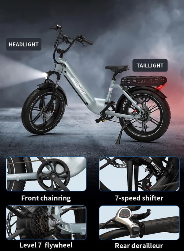 OneSport OT08 elcykel 500W,48V 18Ah batteri,20"*4.0 fettdäck, räckvidd 80-90km,hydraulisk skivbroms fram och bak,Shimano 7 växlar