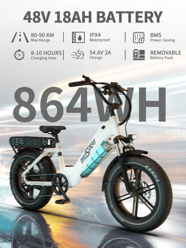 OneSport OT08 elcykel 500W,48V 18Ah batteri,20"*4.0 fettdäck, räckvidd 80-90km,hydraulisk skivbroms fram och bak,Shimano 7 växlar