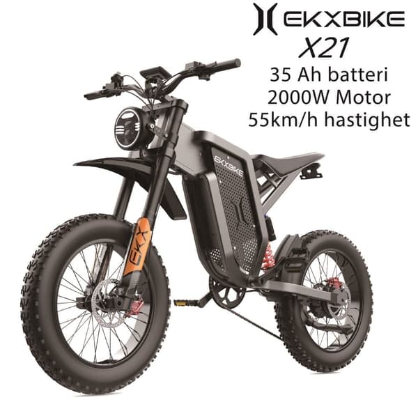 EKX X21 2000W motor, 55km/h hastighet, 35AH Li-ion batteri, 20*4.0 off-road däck, hydraulisk skivbroms Mountain E-bike