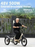 Miniatyrbillede 6 af 11: OneSport OT30 Pro cargo elektrisk cykel 500W, 48V 18AH batteri, maksimal rækkevidde 80-90 km, 20 "* 3.0 terrængående dæk, Shimano 7-trins, foldbar