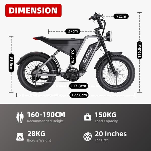GUNAI Y aikuisten Sähköpyörä 48V18 AH Kaikki Maasto Maastopyörä 1000W Moottori, 20 Tuuman Paksu Rengas Vuoristo Sähköinen off-road Ajoneuvo
