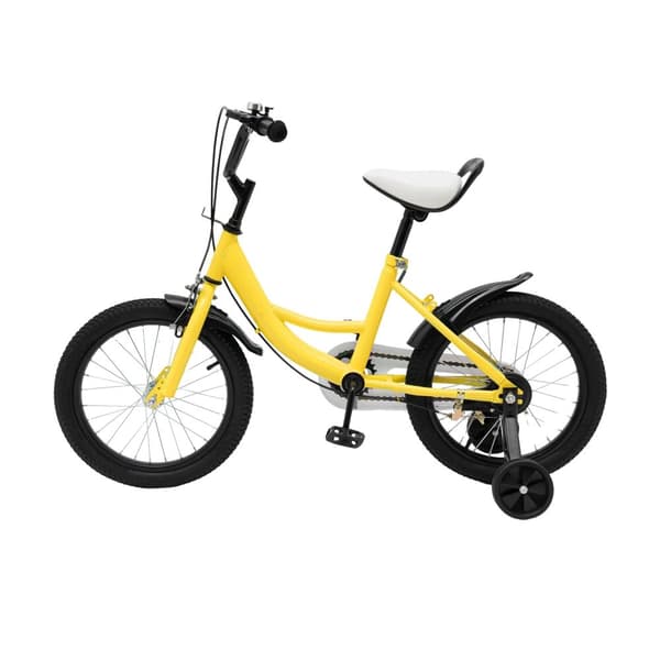 Barncykel, 16 tum hjulstorlek, justerbart säte och styre,Gul 16 Zoll