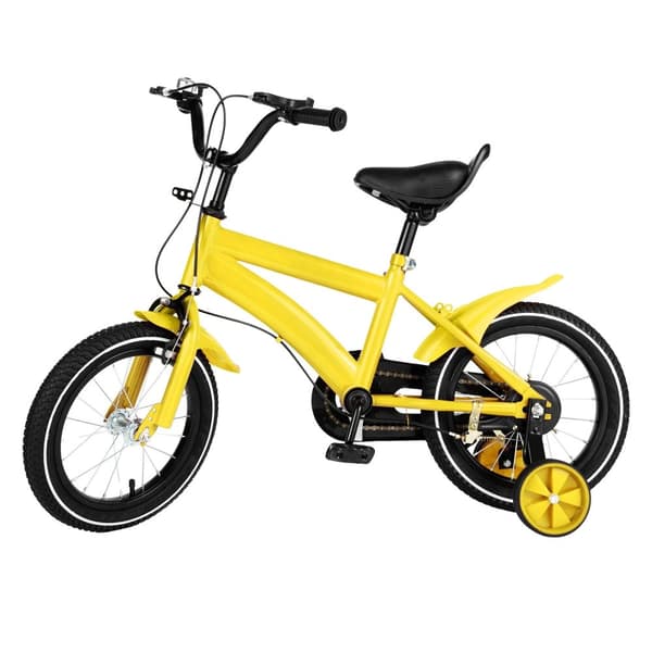 14 Tommer Børnecykel, Justerbart Sæde, Dobbelt Bremse System,Gul