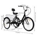 Miniatyrbillede 2 af 2: 24 Tommer Voksen Tricycle, Justerbar Sædehøjde, 7-Trins Gearsystem,Sort