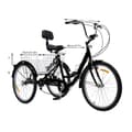 Miniatyrbillede 1 af 2: 24 Tommer Voksen Tricycle, Justerbar Sædehøjde, 7-Trins Gearsystem,Sort