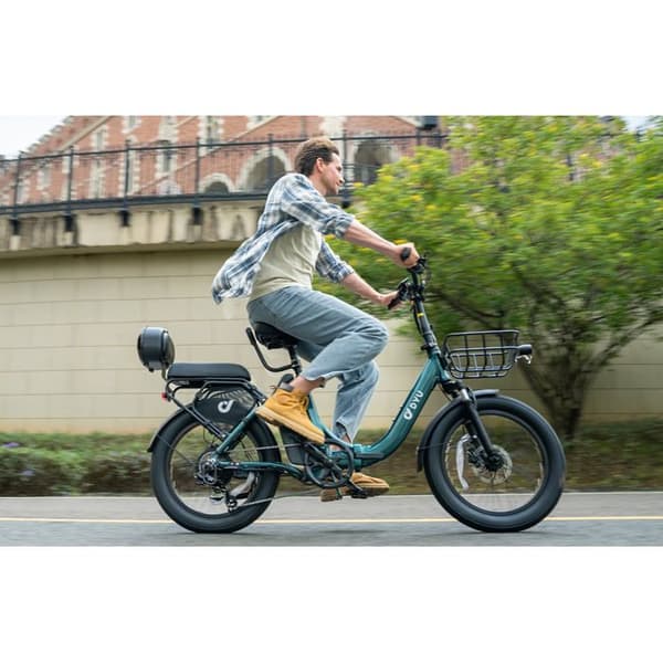 "DYU C9 20 tum lång räckvidd e-cykel Nominal motor 250 Watt Batteri 48V 15.6A 25km/h Vikt med broms 30kg Max räckvidd 150km Grön"