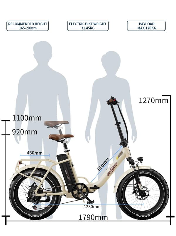 OneSport OT16Max vikbar elcykel 500W, 48V 18Ah batteri, max räckvidd 120 km, hydraulisk skivbroms fram och bak, Shimano 7-växlad