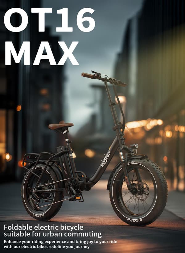 OneSport OT16Max taitettava sähköpyörä 500W, 48V 18Ah akku, maksimikantama 120km, Shimano 7-vaihteinen, 20"*4.0 rasvarengas, LCD-näyttö Bluetoothilla