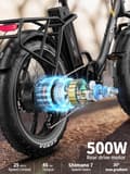 Pikkukuva 5 / 11: OneSport OT16Max taitettava sähköpyörä 500W, 48V 18Ah akku, maksimikantama 120km, Shimano 7-vaihteinen, 20"*4.0 rasvarengas, LCD-näyttö Bluetoothilla