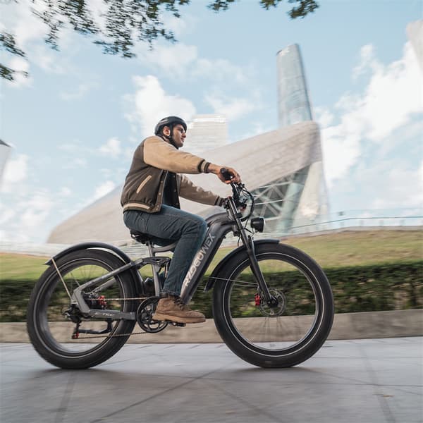 Elektrisk mountainbike RZOGUWEX S7, 48V 25AH batteri, 1000W motor, 26" tykke dæk, grå