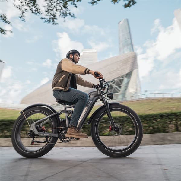 Elektrisk mountainbike RZOGUWEX S7, 48V 25AH batteri, 1000W motor, 26" tykke dæk, grå