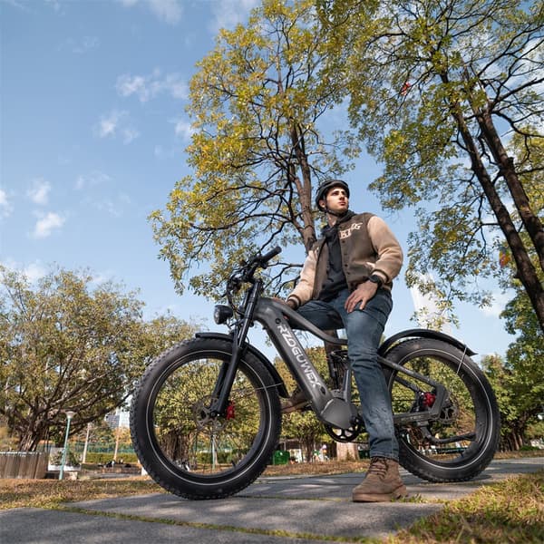 Elektrisk mountainbike RZOGUWEX S7, 48V 25AH batteri, 1000W motor, 26" tykke dæk, grå