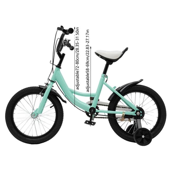 Barncykel, 16 tum hjulstorlek, justerbart säte och styre,Grön 16 Zoll