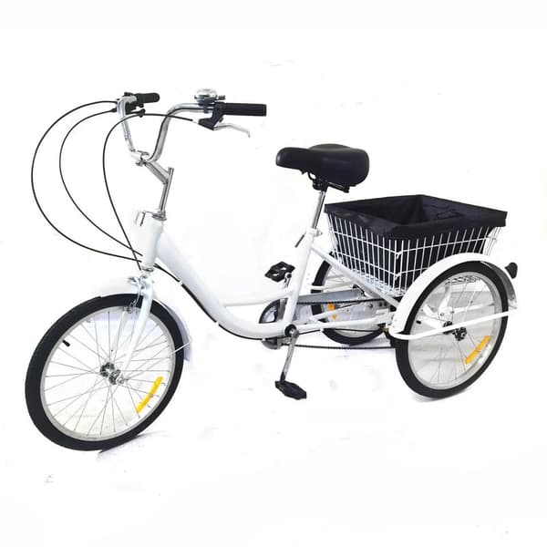 20-tums vuxencykel, 8-växlad design, justerbar höjd,VIT