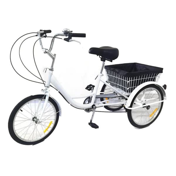 20-tums vuxencykel, 8-växlad design, justerbar höjd,VIT