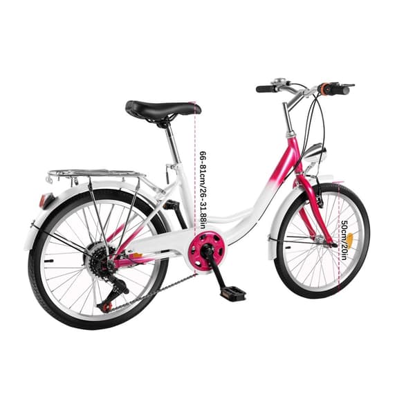 20-tums cykel, växlar, lastkapacitet 90 kg,6, rosa