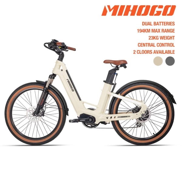 MIHOGO-Air Max ULTRA-LET E-cykel med dobbelte batterier, maks. 194 km rækkevidde, 25 kg kropsvægt, app-support