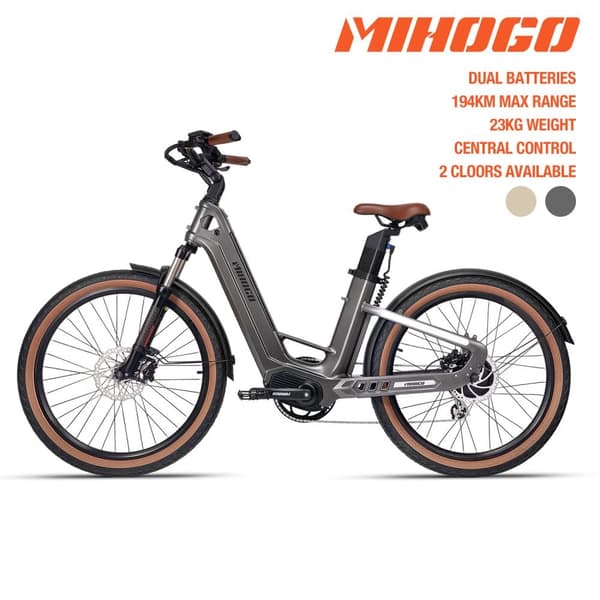 MIHOGO-Air Max ULTRA-LIGHT Elcykel med dubbla batterier, max 194 km räckvidd, 25 kg kroppsvikt, app-stöd