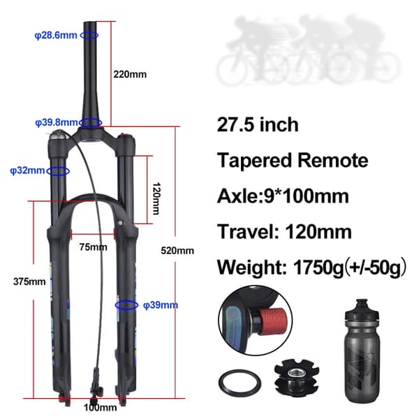 BOLANY Cykel Luftgaffel, Justering av Rebound, MTB Dämpning, 27B Konisk Fjärrkontroll
