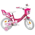 Miniatyrbild 1 av 4: 14'' BARBIE barncykel för flickor (storlek 90 till 105 cm) utrustad med 2 bromsar, dockhållare och främre korg (OFFICIELL SÄLJARE EDEN BIKES)