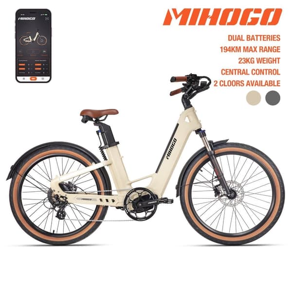 MIHOGO-Air Max 194 km lång räckvidd, momentsensorer, kolfiberram endast 3,5 kg, dubbelt batteri, smart display