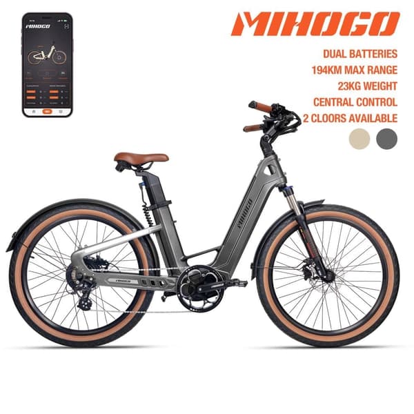 MIHOGO-Air Max 194 km lång räckvidd, momentsensorer, kolfiberram endast 3,5 kg, dubbelt batteri, smart display