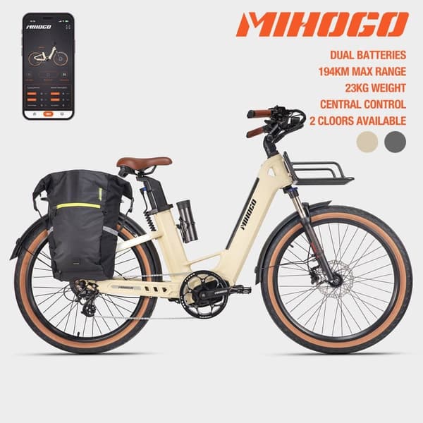 MIHOGO-Air Max 194 km lång räckvidd, momentsensorer, kolfiberram endast 3,5 kg, dubbelt batteri, smart display