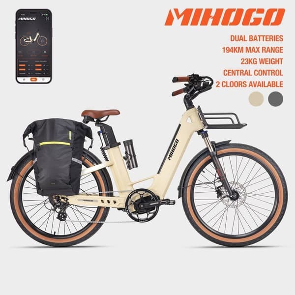 MIHOGO-Air Max 194 km lång räckvidd, momentsensorer, kolfiberram endast 3,5 kg, dubbelt batteri, smart display