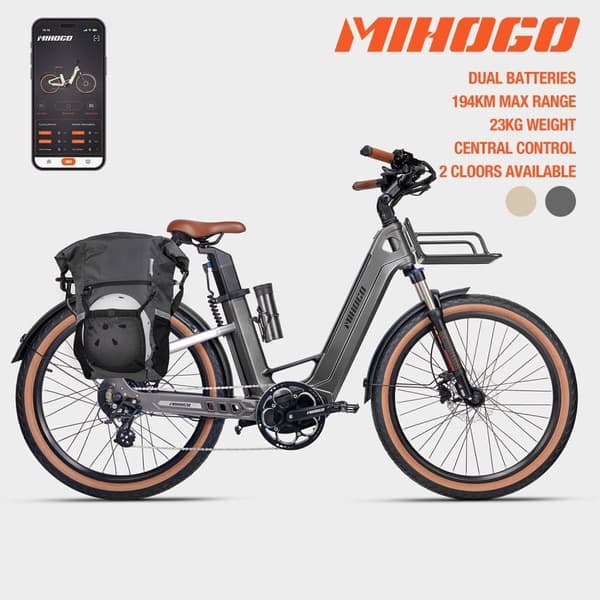 MIHOGO-Air Max 194 km lång räckvidd, momentsensorer, kolfiberram endast 3,5 kg, dubbelt batteri, smart display