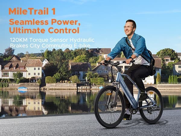 HillMiles MileTrail 1 elektrisk cykel: 120 km PAS-rækkevidde, hydrauliske bremser, 26" dæk, 250W motor - City & Mountain Commuter