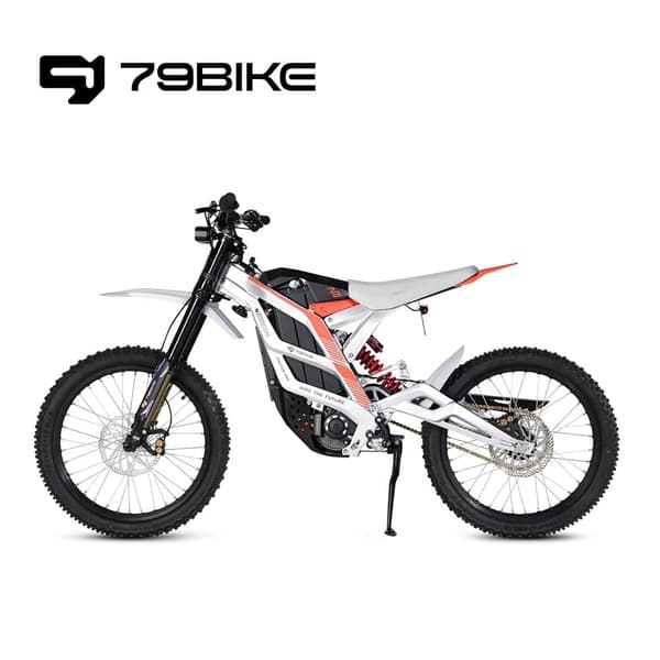 79BIKE Falcon Pro, 10 kW motor, 72V 35Ah batteri, räckvidd 120 km, toppfart 85 km/h,Elektrisk Dirt Bike-Vit och röd