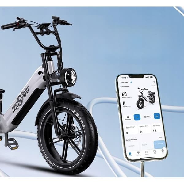 ONESPORT OT08 pro elcykel 48V 500W 18A 45HP/H 190HP 20" breda däck Lätt att flytta och parkera. Vit