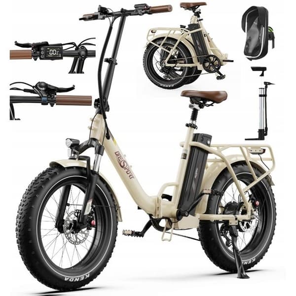 ONESPORT Elcykel OT16 Max 48V 18Ah 500W 50km/h Modeller för män och kvinnor Praktisk för att ta sig fram och parkera. Beige