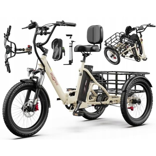 ONESPORT Elcykel OT30 PRO 48V 18AH 90km 20*3" Modeller för män och kvinnor Praktisk för att resa och transportera. Färg beige