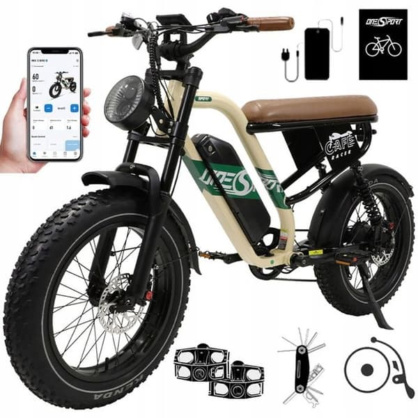 ONESPORT W66 500W 48V 13.5AH 25KM/H 100KM Elcykel M/Home EN Pendlingsvänlig Beige färg