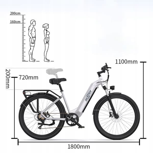 ONESPORT OT05 Elcykel 250W 36V18.2Ah 27.5" 120km 25KM/H Urban+PL Lätt att ta sig fram och parkera. Vit