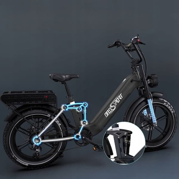 ONESPORT EL CYCLE ELECTRIC OT08 pro 500W 48V18A 45KM/H 190KM 20" FAT DÄCK Lätt att transportera och parkera. Svart färg