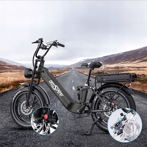 ONESPORT EL CYCLE ELECTRIC OT08 pro 500W 48V18A 45KM/H 190KM 20" FAT DÄCK Lätt att transportera och parkera. Svart färg