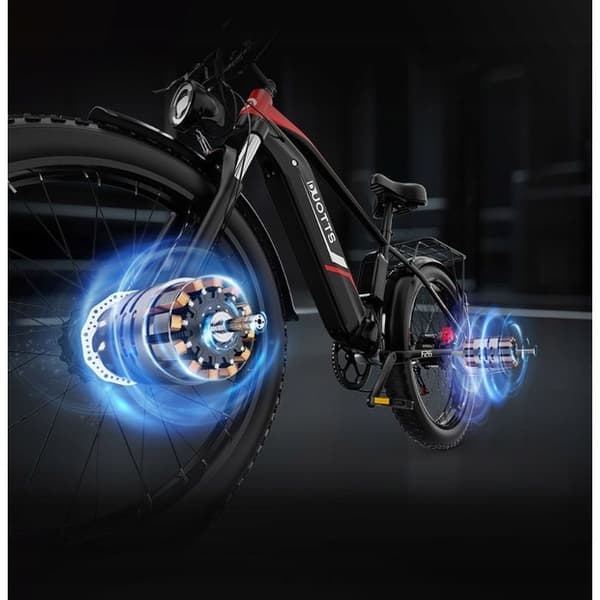 Vuxen elcykel DUOTTS F26 1500W 20AH Samsung 55KM/H APP Praktisk för att resa och parkera. Svart och röd