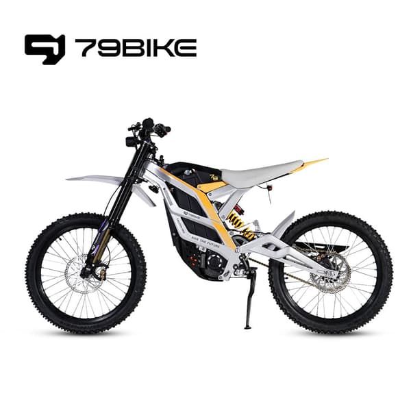 79BIKE Falcon Pro, 10 kW motor, 72V 35Ah batteri, räckvidd 120 km, toppfart 85 km/h,Elektrisk Dirt Bike--Vitgul